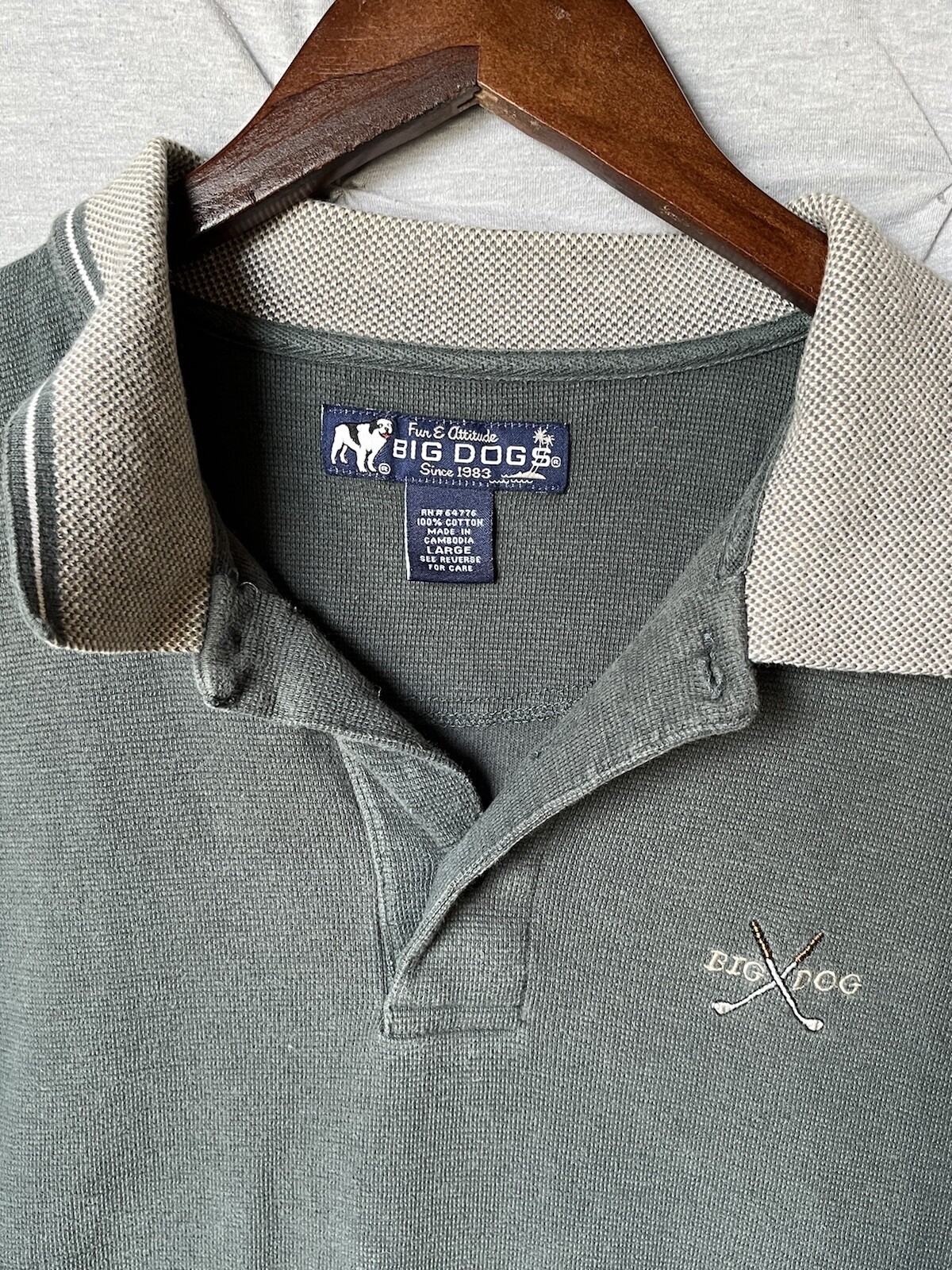 Vintage Big Dog Golf Green Polo Shirt Size Men’s Large Gem