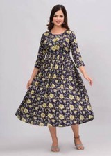 Indian Women Black Cotton Kurta Kurti unique comfortable beautiful stylish dress