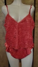 Vtg. Gold Label Victoria's Secret SATIN Teddy Set, Camisole  Flutter Panties, M