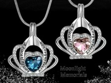 New Crown Heart Lives In Heaven Cremation Urn Keepsake Ashes Memorial Necklace