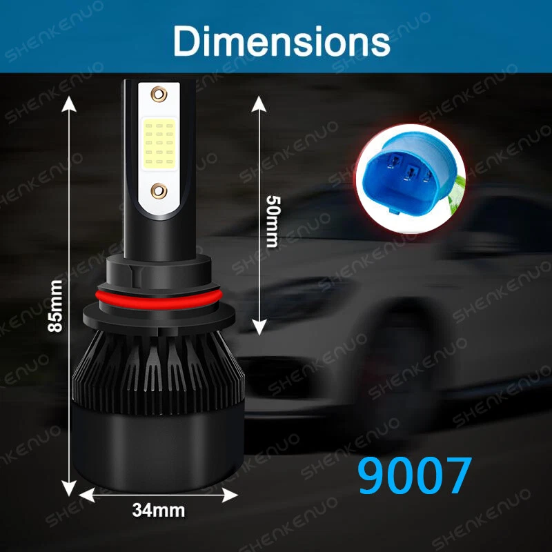 8000K For Chevrolet Cobalt 2005-2010 LED Headlight + Fog Light Bulbs 9007+H11 - Image 2 of 4