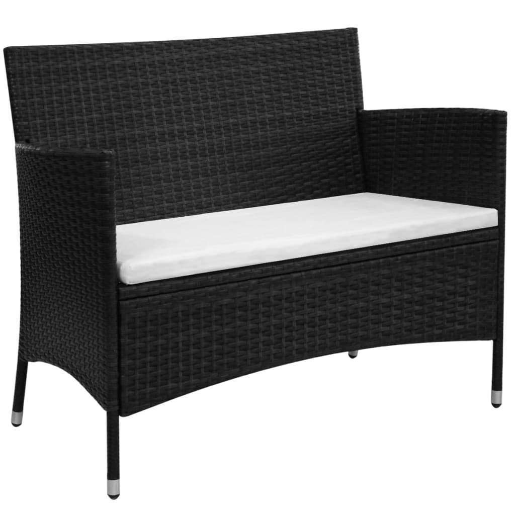 vidaXL 318498 Garden Bench with Cushion Poly Rattan Black for sale