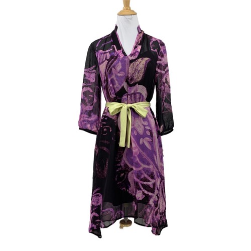 Antonio Melani Slip Dress Womens 0 Silk Abstract 2 Piece Bracelet Sleeve *READ - Picture 1 of 15