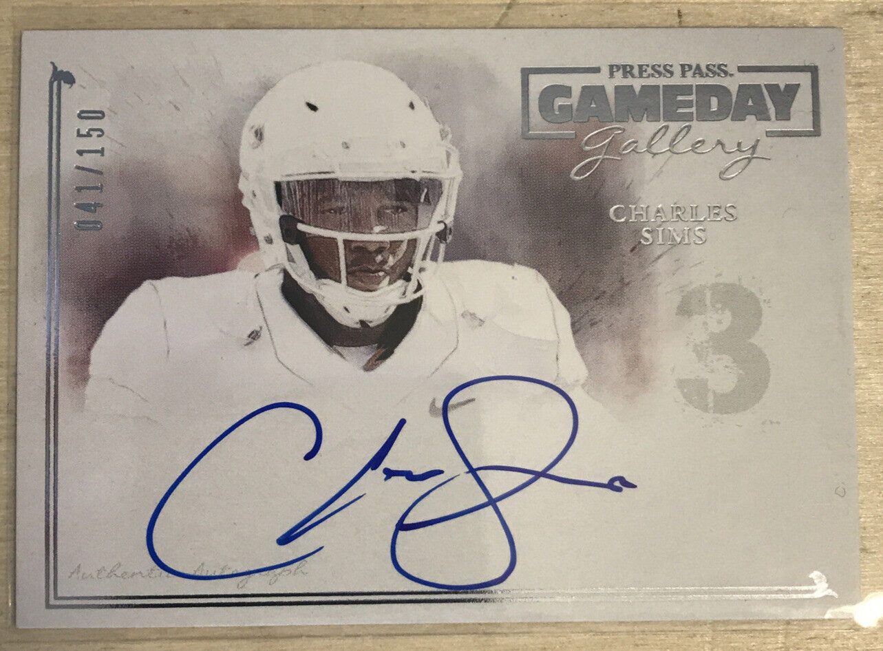 Charles Sims Press Pass Gameday Gallery Signatures #GGCS Autograph-Green