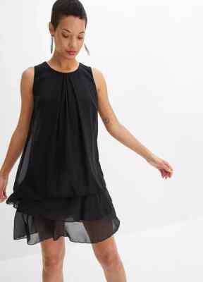 Freemans Black Chiffon Party Dress  Plus Size UK 24       (FS74-3)
