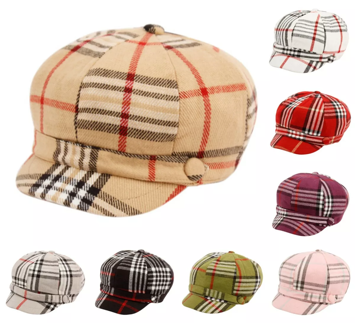 Women s Plaid Applejack Cap Newsboy Hat Winter Spring Warm Fashion Colorful HOT