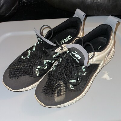 Asics Womens Size 11.5 Microflux Running Shoes Black Blue Gray Athletic Comfort