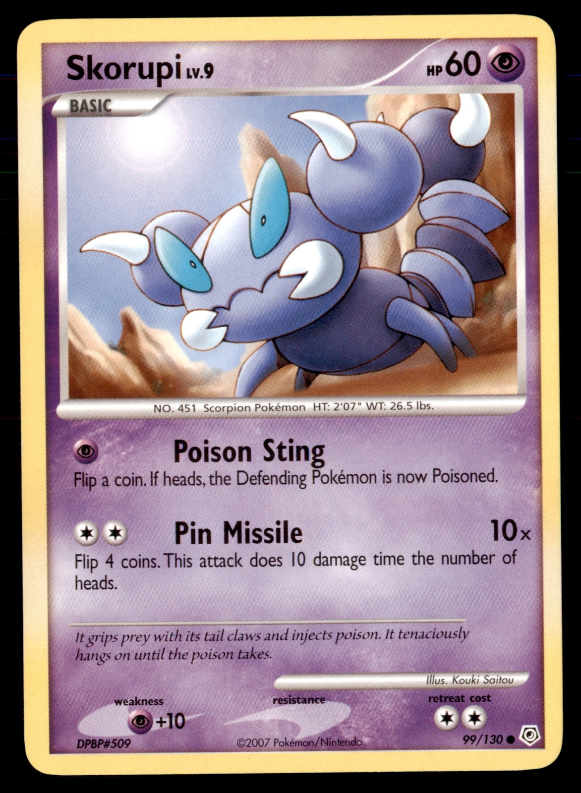 Pokemon Card Skorupi LV.9 Diamond & Pearl 99/130 NEAR MINT Non-Holo Common TCG!!
