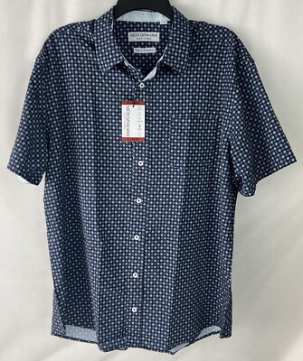 Nick Graham Men's Sport Shirt Size Medium Performance Stretch Quick Dry Navy A13