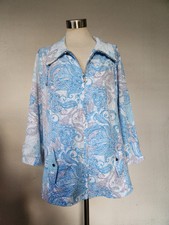 Princess Cruises Full Zip Blue Gray Jacket Paisley Pattern Jacket Women Plus Xxl