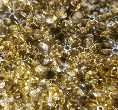 1,000 Pcs Metallic Gold 12mm Starflake Sunburst Plastic Acrylic Craft Beads