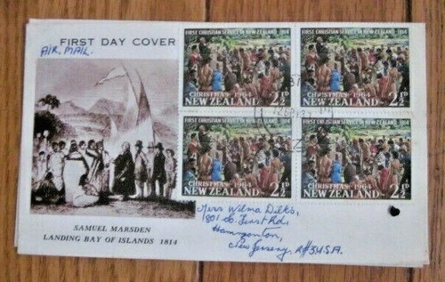 New Zealand  1814-1964 Christmas Samuel Marsden Bay of Islands STAMP BLOCK FDC