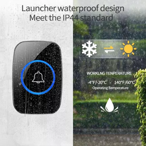 Wireless Doorbell Chime Outdoor Waterproof Receiver Adjustable Volume 1000FT Kit - Picture 8 of 19