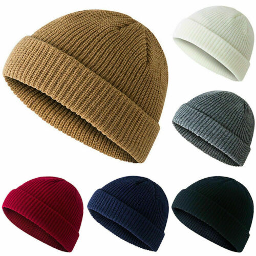 Men Women Knitted Beanie Hat Fisherman Wolly Casual Warm Skull Caps Hats Unisex↑ - Picture 1 of 16