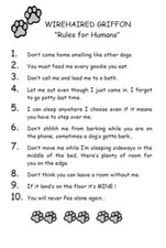 Wirehaired Griffon "Rules for Humans" - CUSTOM MATTED - Dog Art Print : GIFT