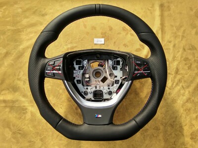BMW F07 F10 F01 NEW NAPPA LEATHER ERGONOMIC INLAYS HEATED SW FLAT BOTTOM thick