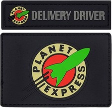 Futurama Planet Express Delivery PVC RUBBER PATCH 2PC SET HOOK BACK 3.0 inch