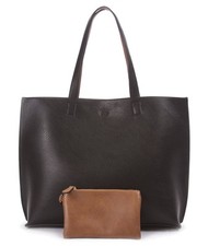 Reversible Tote Bag - Vegan Leather Womens Shoulder Tote with Wristlet, Black...
