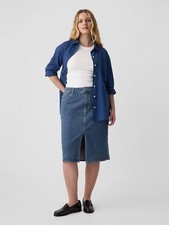 GAP Women's Stretch Denim Midi Pencil Skirt-Medium Indigo-Size 31/12