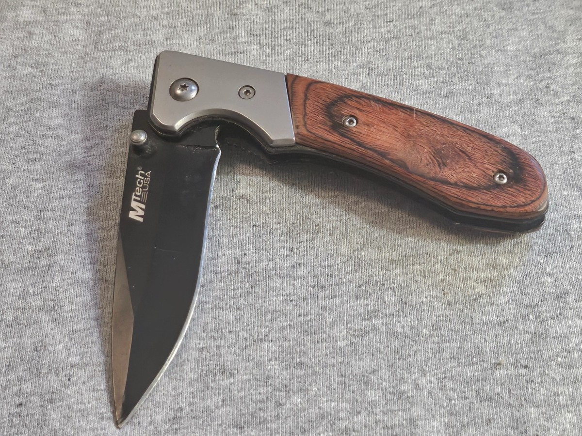 Mtech USA 440 Steel wood handle folding lockback folding pocket