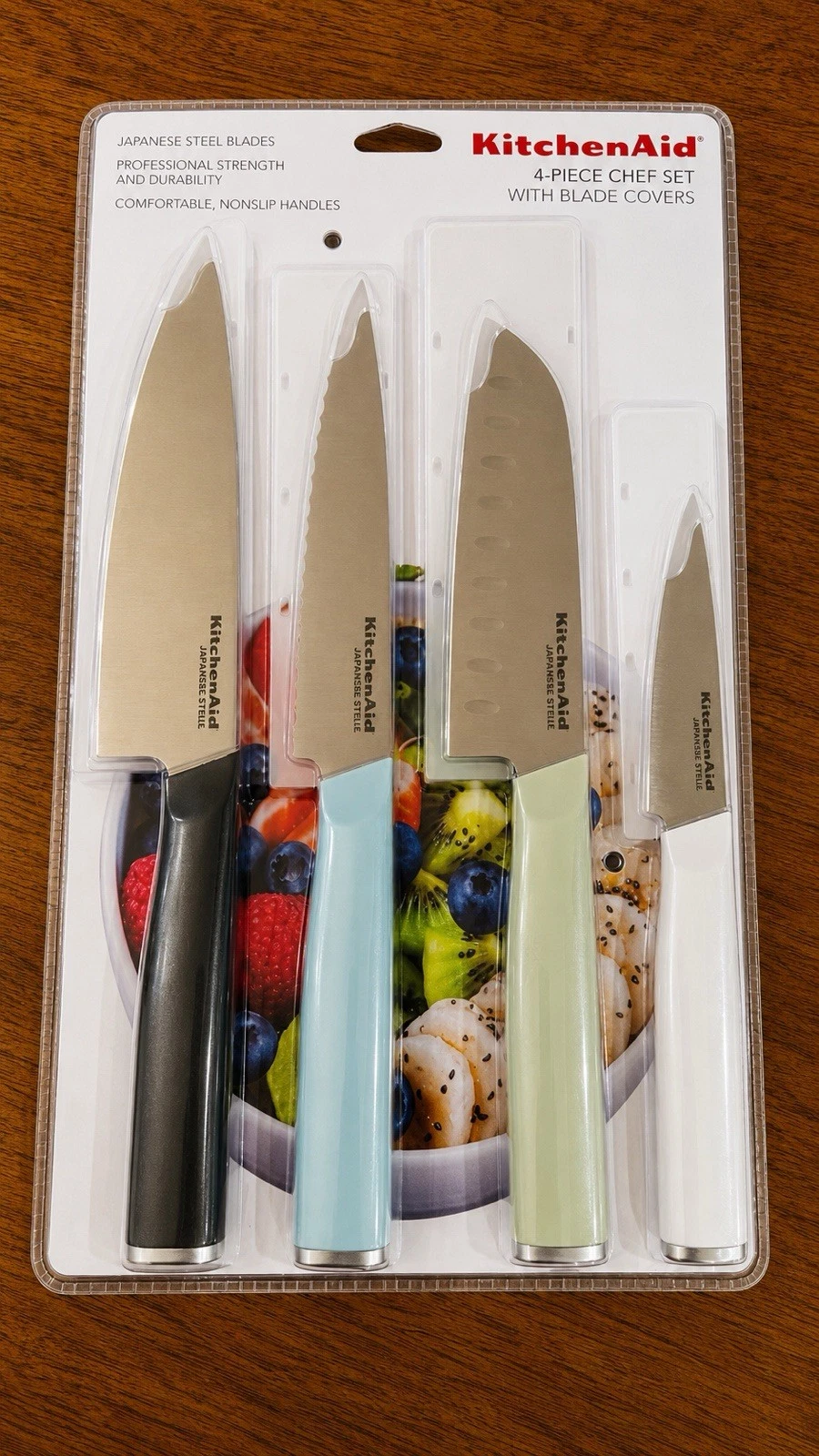 KitchenAid 4 Piece Chef Knife Set w/ Blade Covers Japanese Steel New