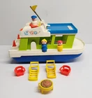 Vintage 1972 Fisher Price Little People Happy Houseboat #985 Play Family Boat