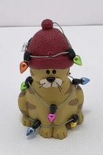 Suzi Skoglund Christmas Cat Tangled In Christmas Lights Figurine 2015 CUTE