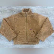 Nike Sherpa Teddy Fleece Jacket Wheat Purple Swoosh Women's XS CU8639-201