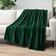 Emerald Green Fleece Throw Blanket for Couch, Dark Green Forest Super Soft Fu...