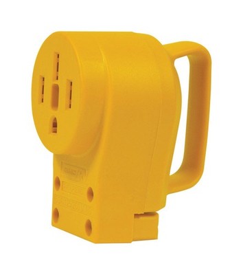 Camco 55353 Polycarbonate 125V 3750W 50A Yellow Female Replacement Receptacle