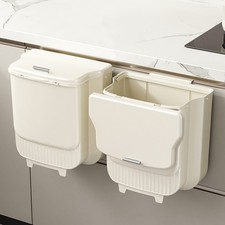 9L Folding Kitchen Waste Bin Trash Can Basket Hanging Over The Cabinet Door