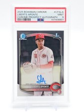 LIBERTS APONTE 2025 BOWMAN CHROME 1ST ROOKIE AUTO #CPA-LA REDS PSA 9 Q3249