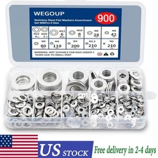 900PCS Flat Washers Assortment Kit Stainless Steel M2-M12 for Bolts Screws DIY