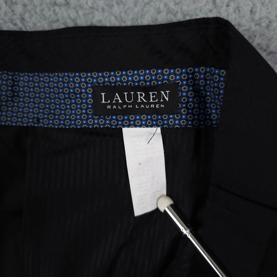 Lauren Ralph Lauren Pants Mens 38x30 Black Wool Blend Flat Front Trousers Office - Image 3 of 4