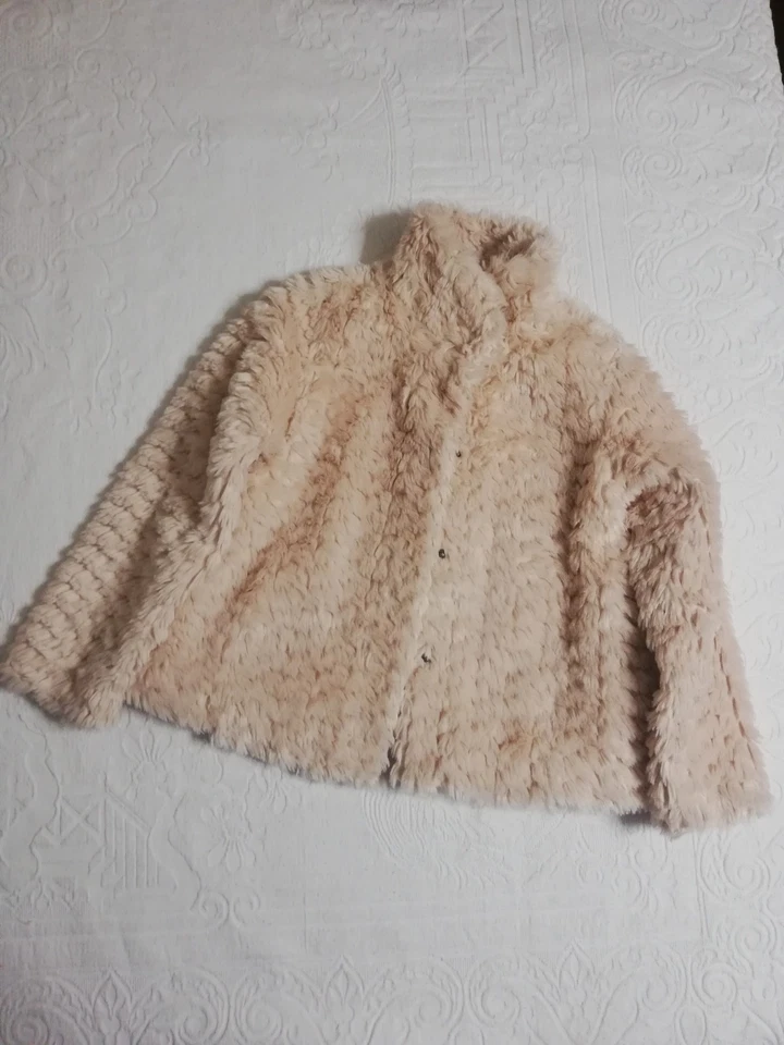 Giacca Pelliccia H&M Bambina Beige Rosato 7/8 Anni 128 Cm - Immagine 2 di 4