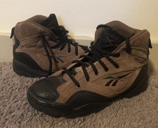 Vtg Reebok Womens 9 Black Brown Suede Lace Up Sneakers Boots Hiking