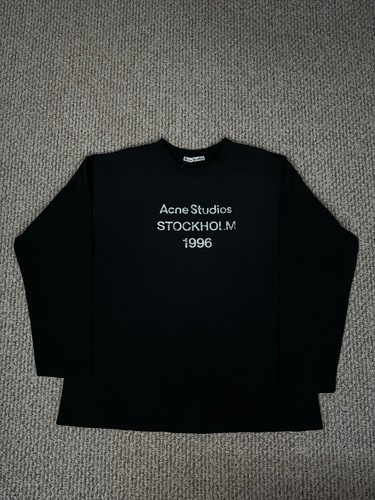 Acne Studios Stockholm 1996 Black Crew Neck Pullover Sweatshirt Logo Print