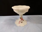 Fenton White Satin Glass Hand Painted Candle Holder - Red Winterberry Design