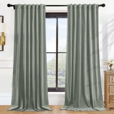 P Pothuiny Blackout Velvet Curtains 84 Inches Long, 2 Panels Sage Green Velvet D