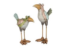 2er Set Dekofiguren Vogel METALLOPTIK H. 25 + 34cm bunt Formano Garten S25