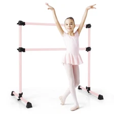 Goplus 4FT Portable Double Freestanding Ballet Barre Dancing Stretching Pink
