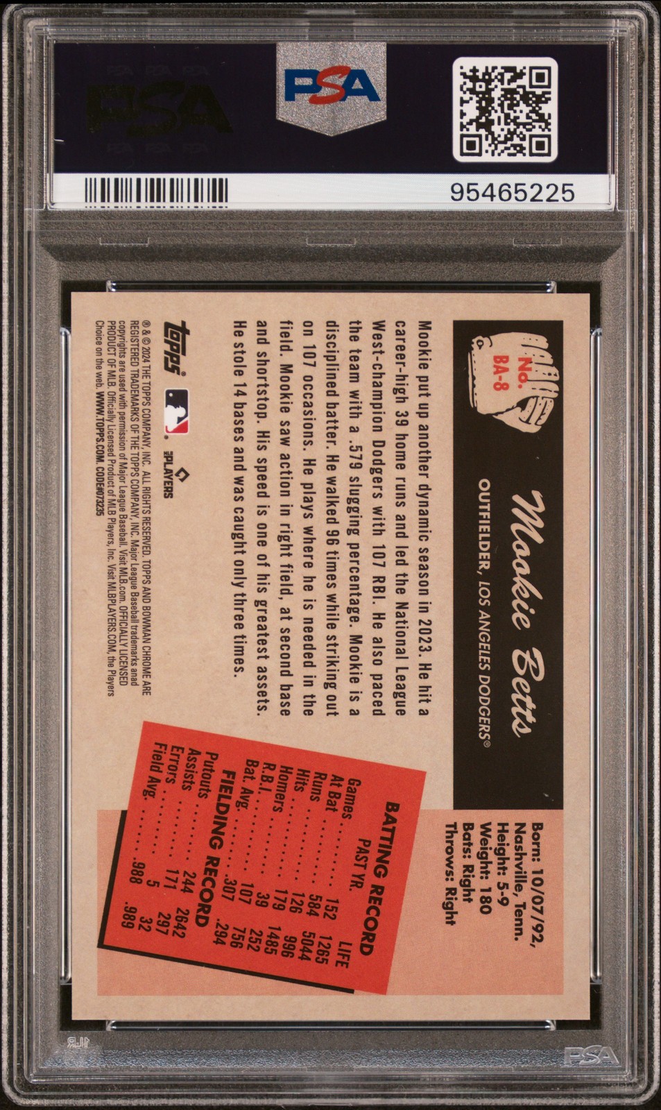 2024 BOWMAN 1955 BOWMAN ANIME ORANGE REFRACTOR #BA8 MOOKIE BETTS 17/25 PSA 10 view 2