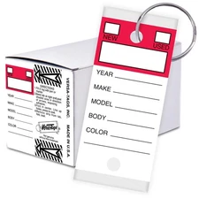 Versa-Tags 250 Self-Protecting Paper Key Tags with Chrome Rings - Red