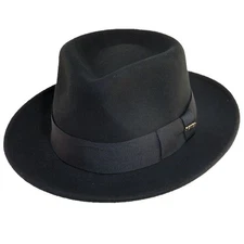 PREMIUM Scala Bristol Black Wool Felt Fedora | Thomas Haberdashery