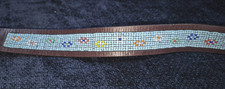 Beaded Silver Buckle Belt Native American Design LG Leather Charter Club Brown