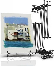 Display Stand 8 Packs, 12 Inches Iron Foldable Plate Stand Picture Stand Photo S