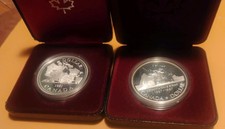 1981 & 1987Canada Dollars $1 Trans-Railroad & DETROIT  STRAIGHT.500 Silver PROOF