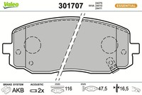 Bremsbelagsatz Scheibenbremse Vorne Valeo 301707 FÜR Hyundai KIA BremsbelÄGe