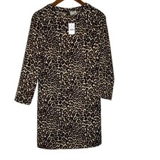 J Crew Women's Size 2 Brown Leopard Print Sheath Dress NWT Long Sleeve