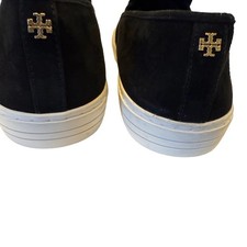 Tory Burch Mujer Jesse Negro Gamuza Sin Cordones Tenis Suela Blanca Talla 11 NUEVO